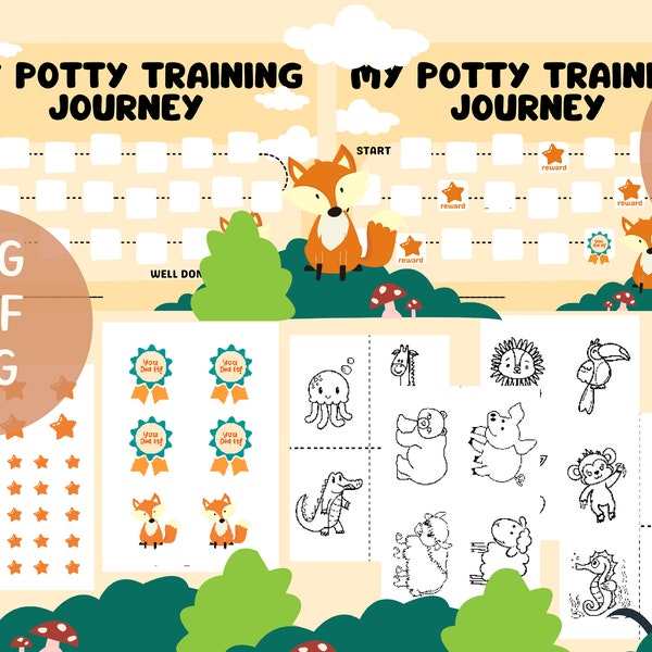 Potty Training, My Potty Journey, A4 Printable Drawing Cards, Rewarded Potty Journey, Kids Potty Training Chart, 2 Chart Options