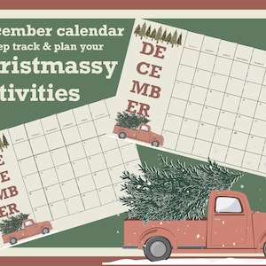 Editable and Printable Vintage December Calendar 2023, Plan your Christmas & New Year&#39;s activities, Digitally use, Printable use