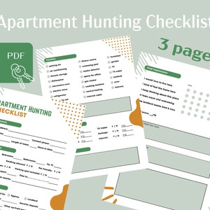 The complete version- Apartment Hunting Checklist- Green Joyful Theme, every object, text and color are editable