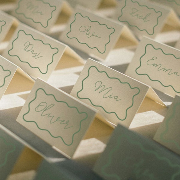 Wavy Name Cards | Wavy Border Place Cards | Place Cards name only | Squiggle Place Cards | Colourful Place Card | Fun Place Cards