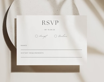 Minimalist Wedding RSVP Card Template: DIY Printable (Digital Download)