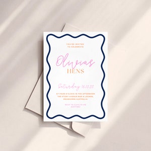 Wavy Border Bachelorette Party Invite | Hens Wavy Border | Hen Night Invites | Trendy Squiggle Engagement Invite | Digital Download Invite