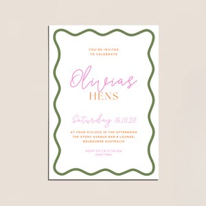 Printable Hens Party Invite | Wavy Border Bachelorette Party Invite | Wavy Border Invitation | Digital Download Invite