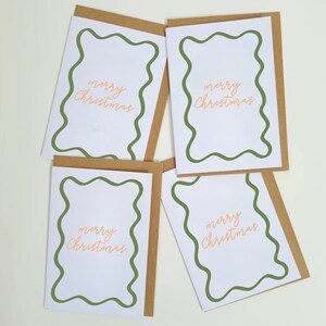 Cartão de Natal ondulado da beira | Beira ondulada do cartão de cumprimentos | Cartões de Natal personalizados | Cartão de Natal do Squiggle | Cartão para impressão de Feliz Natal