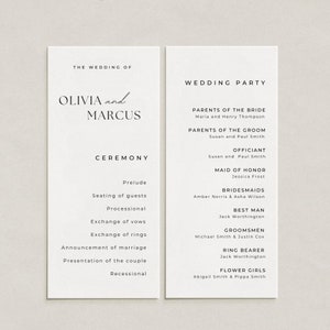 Wedding Program Template | Wedding Program Printable | Printable Wedding Timeline | Minimalist Wedding Program | DIY Program Card