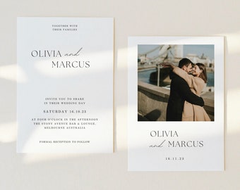 Foto Hochzeitseinladung Vorlage: Minimalistisches Boho Design (Digitaler Download)