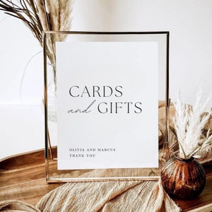 Minimalist Cards and Gifts Sign Printable | Elegant Gift Table Sign | Cards and Gifts Sign template 8x10 | Printable Template