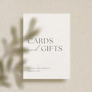 Minimalist Cards and Gifts Sign Printable | Elegant Gift Table Sign | Cards and Gifts Sign template 8x10 | Printable Template