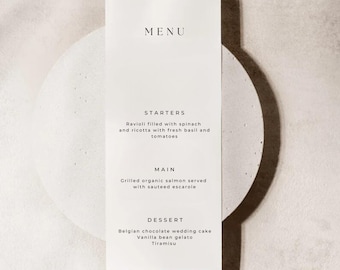 Minimalist Wedding Menu Template: DIY Elegant Design (Digital Download)