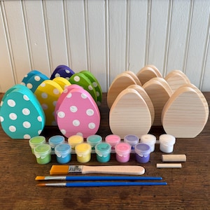 Kit bricolage oeuf de Pâques en bois : décoration de Pâques, activité de groupe