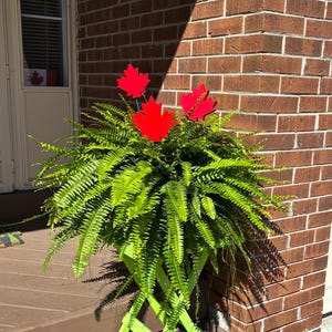 Handgefertigte kanadische Ahornblatt Pflanzstäbe, Canada Day Decor, Ellenbogen hoch, ich bin Kanadier, stolzer Kanadier, Maple Leaf Prop, Never 51