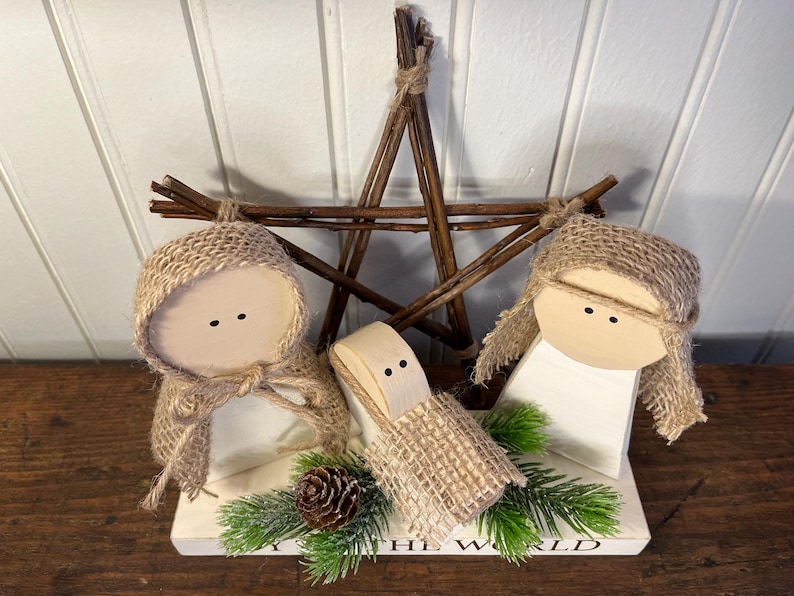 Primitive Nativity Handmade Rustic Wood Nativity Set: Farmhouse Christmas Decor - Etsy