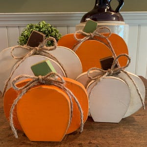 Handmade Rustic Wood Pumpkin Set: Fall Thanksgiving Decor