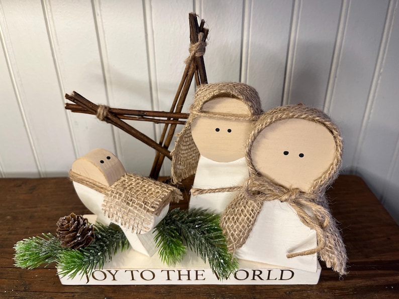 Primitive Nativity Handmade Rustic Wood Nativity Set: Farmhouse Christmas Decor - Etsy