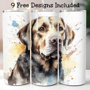 Yellow Labrador Retriever Watercolor Tumbler Wrap, PNG & SVG Sublimation Designs, 20 oz Straight Tumbler, Dog Tumbler Wrap, Skinny Tumbler