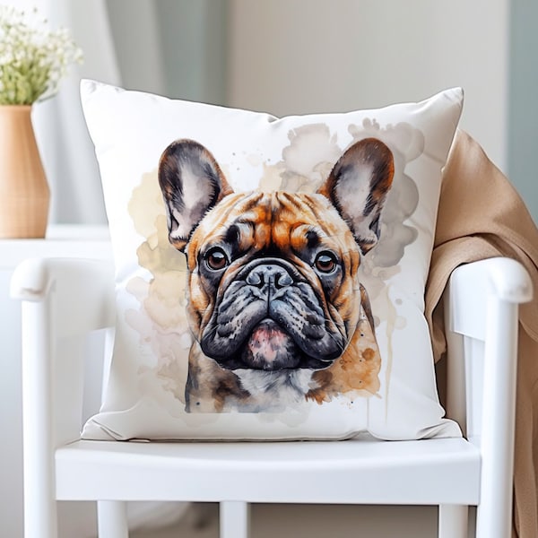 Housse de coussin bouledogue français recto-verso - cadeau pour amoureux des chiens - cadeau bouledogue français - housse de coussin pour chien - décoration d'intérieur - coussin décoratif