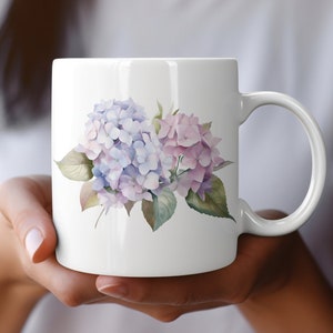 Hydrangeas Coffee Mug, Floral Coffee Mug, Gift For Her, Mother&#39;s Day Gift, Hydrangea Lover Gift, 11 oz Coffee Mug