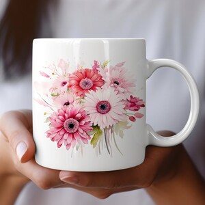 Vibrant Bouquet of Gerbera Daisy Coffee Mug, Floral Coffee Mug, Gift For Her, Mother&#39;s Day Gift, Tulip Lover Gift, 11 oz Coffee Mug