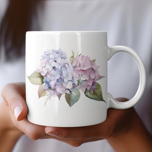 Hydrangeas Coffee Mug, Floral Coffee Mug, Gift For Her, Mother&#39;s Day Gift, Hydrangea Lover Gift, 15 oz Coffee Mug