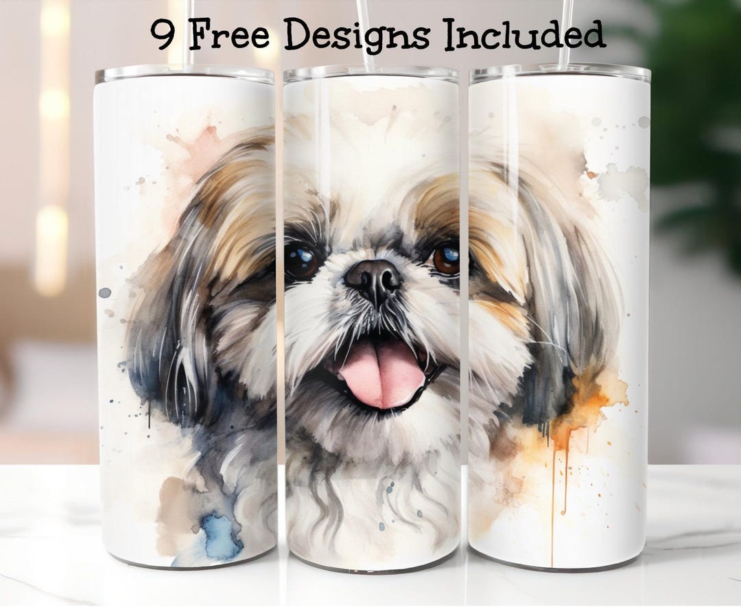 Shih Tzu Watercolor Tumbler Wrap, PNG & SVG Sublimation Designs, 20 Oz ...