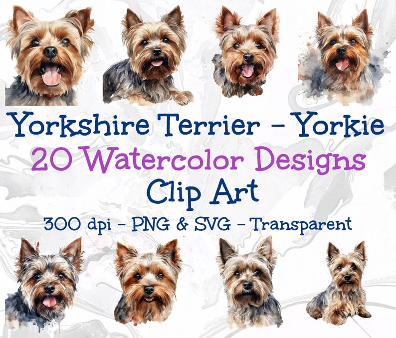 Yorkshire Terrier - Yorkie Watercolor Clipart Transparent Background ...