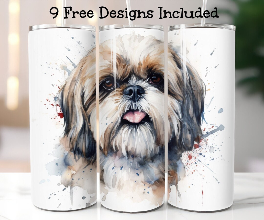 Shih Tzu Watercolor Tumbler Wrap, PNG & SVG Sublimation Designs, 20 Oz ...