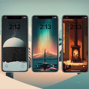 50 winter wallpapers, iphone instant download, seasonal background, custom phone lockscreen, winter homescreens, cosy festive wallpapers