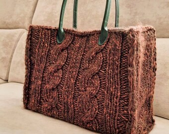 Knitted Brown Bag, Modern Crochet Bag, Shoulder Bag, Gift For Mom, Anniversary Gift