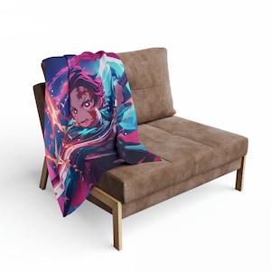 Tanjiro Demon Slayer Fleece Blanket - Cozy Anime Watching Throw, Soft Blanket for Otakus, Gift for Anime Lovers, Snuggle Blanket, Winter
