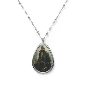 Anime Zoro Oval Necklace, One Piece Pendant Jewelry, High Quality Image, Gift for Anime Fans, Anime Jewelry, Cosplay Accessories, Geeky