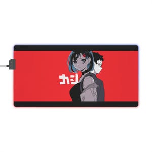 Anime LED Gaming Mouse Pad with Momo Ayase and Okarun Design, DanDaDan Anime Fans, Mouse Mat, Desk Accessories, Computer Accessories, Anime
