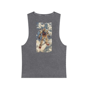 Canotta Stonewash di Mobile Suit Gundam - Maglietta senza maniche anime, Canotta retrò, T-shirt grafica unisex, Canotta vintage, Animazione giapponese