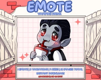 Halloween Emotes - Vampire Drink Emote | Hydrate Emote | Static Emote for Streamers, Twitch and Discord