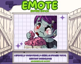 Halloween Emotes - Zombie Snack Emote | Static Emote for Streamers, Twitch and Discord