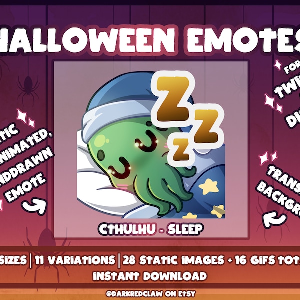 Halloween Emotes - Cthulhu Sleep Emote | Static and Animated Emote for Streamers, Twitch and Discord