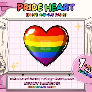 Rainbow Pride Flag Heart Pack - Static Emote, Sub Badge And Stream Decoration (Digital Download)