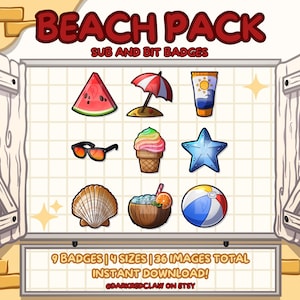 Beach Pack - 9 Sub Badges, Bit Badges And Stream Decorations (Digital Download)