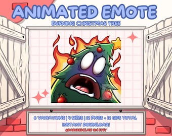 Christmas Emotes - Burning Christmas Tree Emote | Static and Animated Emote for Streamers, Twitch and Discord