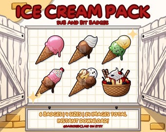 Ice Cream Pack - 6 Sub Badges, Bit Badges And Stream Decorations (Digital Download)