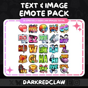 Text and Image Emote Pack - 25 Emotes für Twitch, Discord und andere Tracking Dienste (Digitaler Download)