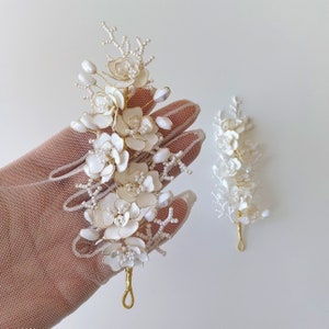 Gold Pearl Bridal Hair Vine: Handmade Floral Wedding Hairpiece (Set of 2)