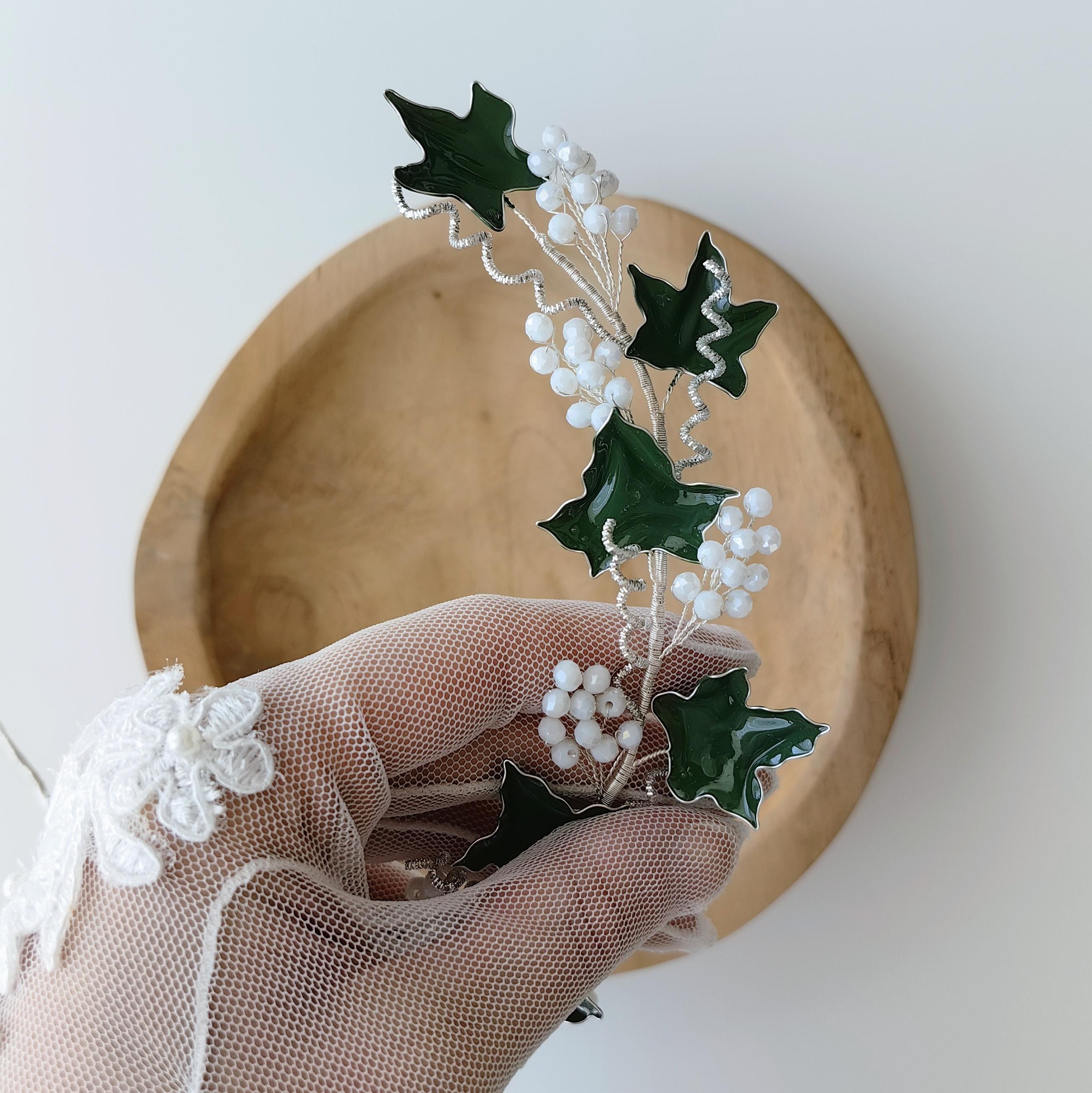 Teyglen Brautschmuck Haarreif – Kristall & Strass, Grün, Handgefertigt, Für Hochzeit & Fest