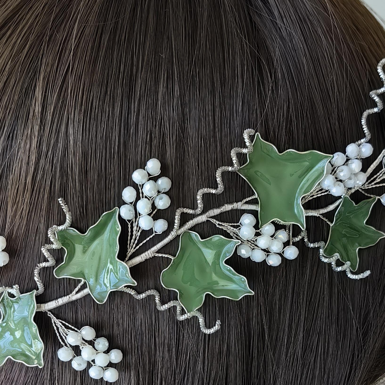 Teyglen Brautschmuck Haarreif – Kristall & Strass, Grün, Handgefertigt, Für Hochzeit & Fest