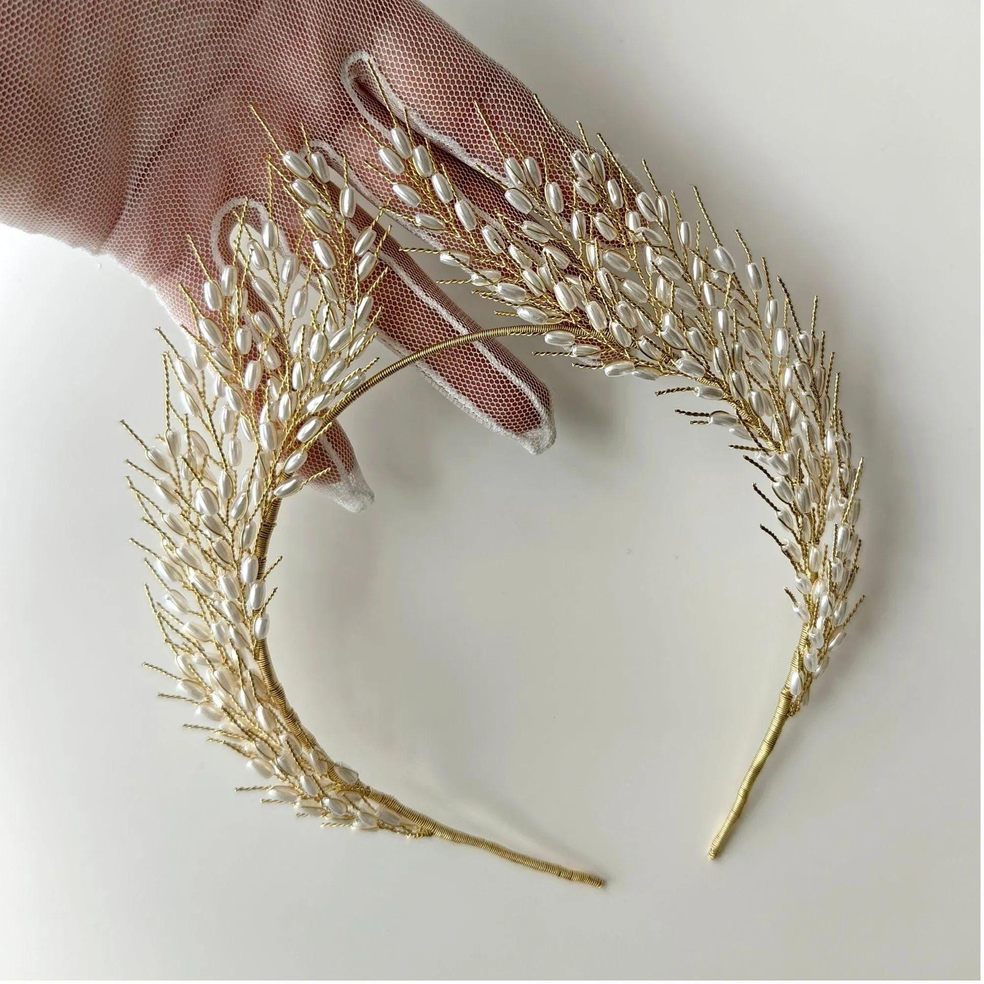 Green Crystal Wheat Motif Headband Tiara - Women Accessories Octavia main image 4