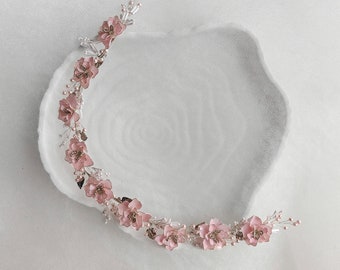 Romantica corona di fiori rosa: accessorio per capelli da sposa Boho per matrimoni sulla spiaggia - Regalo per l'addio al nubilato!, Accessorio per capelli per matrimonio sulla spiaggia