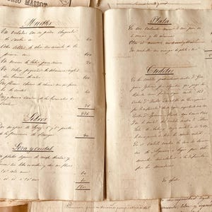19th Century Antike Kalligraphie Notar Dokumente. Handschriftliche Handschrift. Big Band 18 Seiten beidseitig beschrieben. Ephemera Lot. Bestand