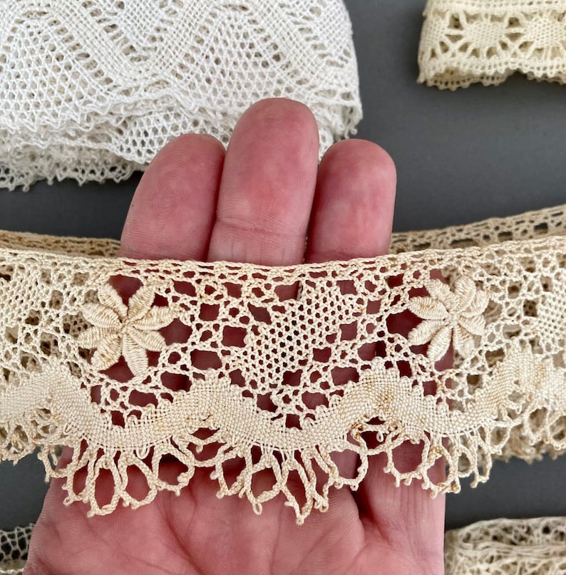 Antique Bobbin Lace Set. Handmade Bobbin Lace Pack for Junk Journal ...
