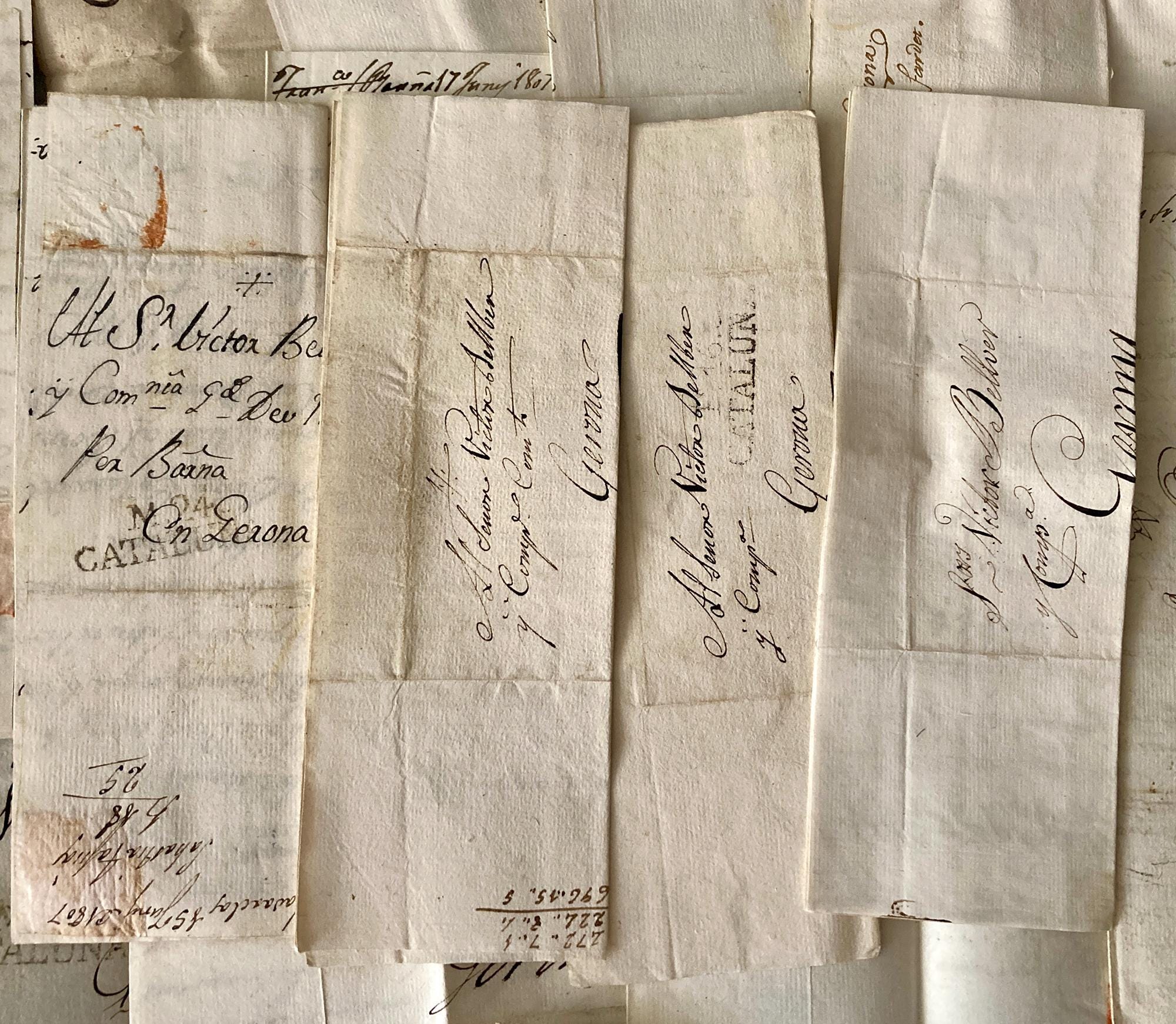 Antique Handwritten 4 Letters Bundle. 1800s Calligraphy Ephemera Set. Cotton Paper, Sepia Ink. Vintage Envelope and Letter. Journal supply