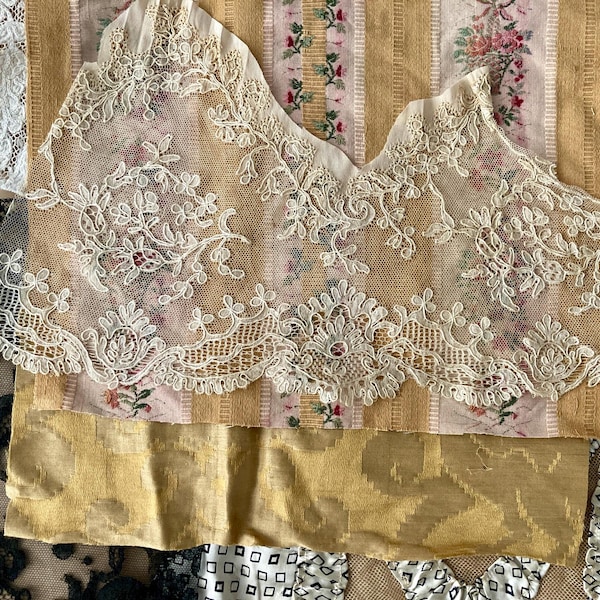 Antique Lace and Textile Fragments for Slow Stitching, Collage, Jewelry & Doll Couture
