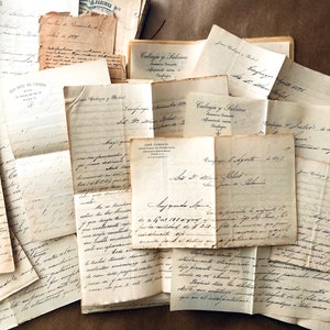 Vintage Paper Ephemera Bundle - Handwritten Letters with Beautiful Calligraphy/1890s Personal Documents - Junk Journal, mixed media, Supply